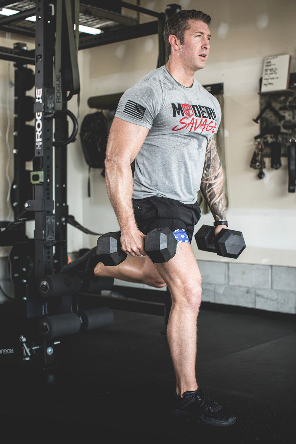 This Rack Mounted Glute Ham Developer is less bulky and lower priced than conventional GHDs. Perfect for glute workouts, ab workouts, and hamstring workouts. This image presents the Rack Mounted Glute Ham Developer being used for a leg workout.