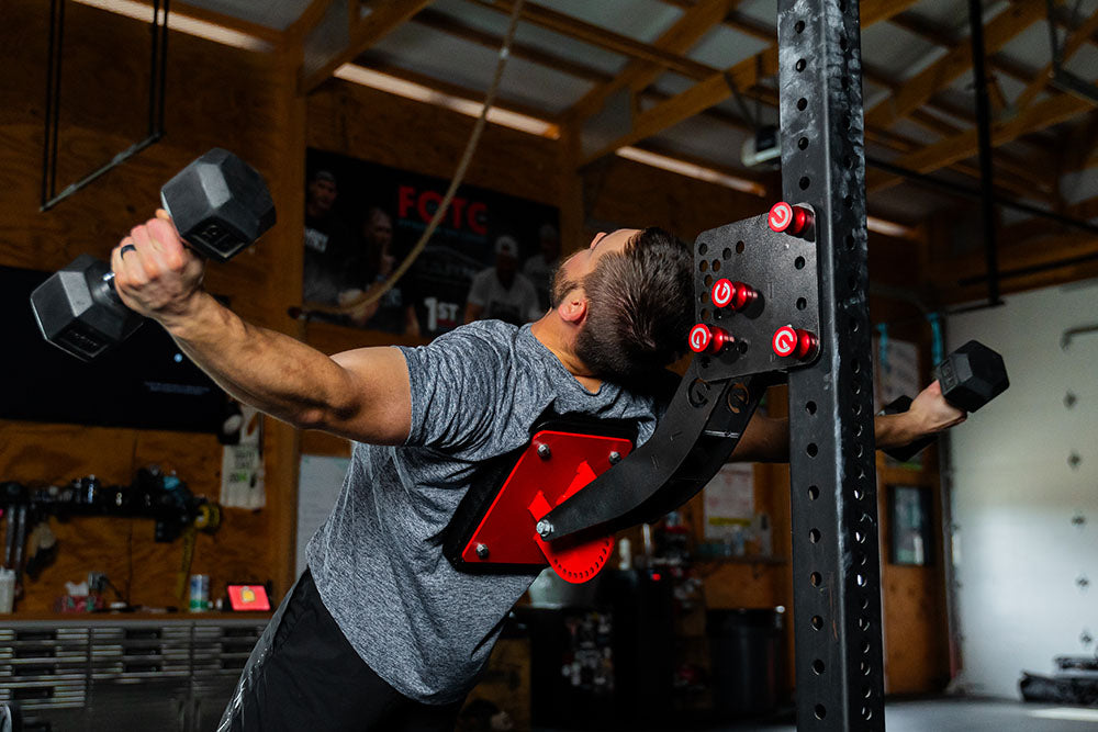 Rack-attaching arm that can be utilized for chest-supported, arm-supported, back-supported, head-supported, and many other supported exercises.