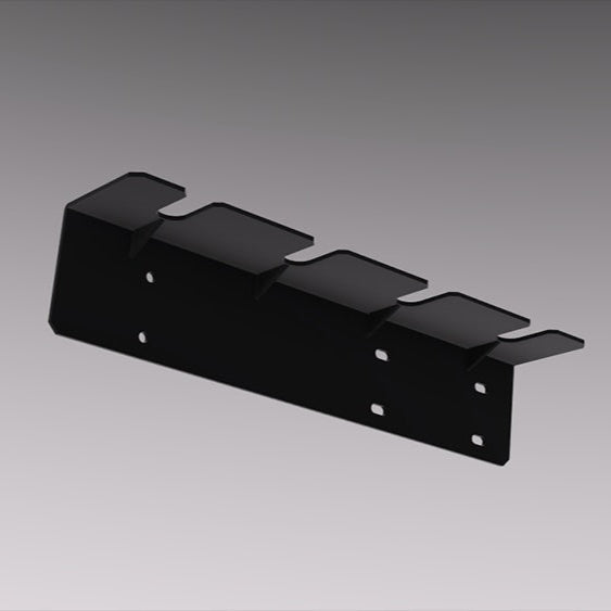 The wall mounted Single Row Dumbbell Holder is space-saving and designed to help you save floor space. This image presents the Single Row Dumbbell Holder as a 3D render.